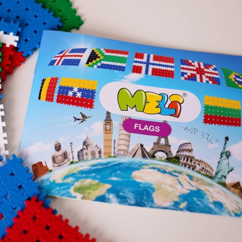 Meli Minis Flags Set - 700 bloques de construcción, juguetes creativos para niños a partir de 3 años, construcción de banderas de todo el mundo, instrucciones con 84 banderas, tamaño 21 x 15 cm