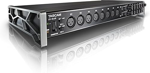 Tascam US-16x08 Interfaz USB AudioMIDI para grabación, grabación de tambor, 8 entradas XLR8 14 pulgadas, 8 salidas, software de control