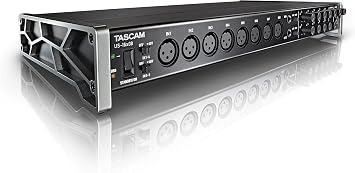 واجهة صوت / MIDI من Tascam US-16x08 Rackmount للتسجيل ، تسجيل الأسطوانة ، 8 مدخلات XLR / 8 1/4 "، 8 مخرجات ، برنامج تحكم ، أسود