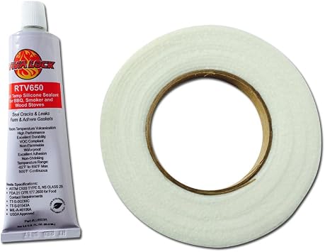 PRO Pack 1/2" x 1/8" Plain Nomex with RTV Adhesive High Temp BBQ Gasket Smoker Seal KIT