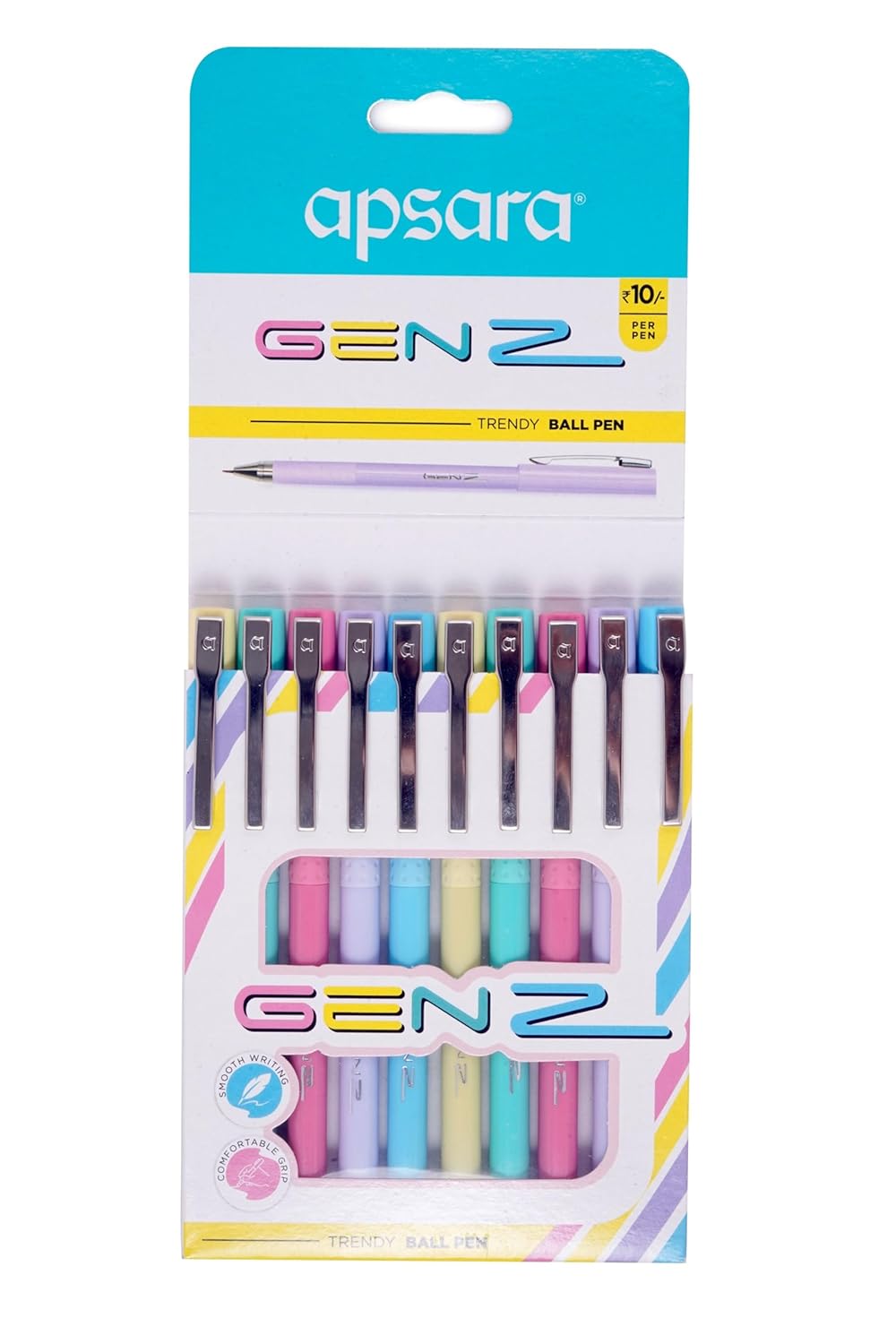 Apsara Genz Pens | 0.7mm Fine Tip | Smooth & Long Writing | Comfortable Grip | Attractive Body Colours | Blue Ink | Ideal for School, College & Office | Pack of 20 Pens-picture-22