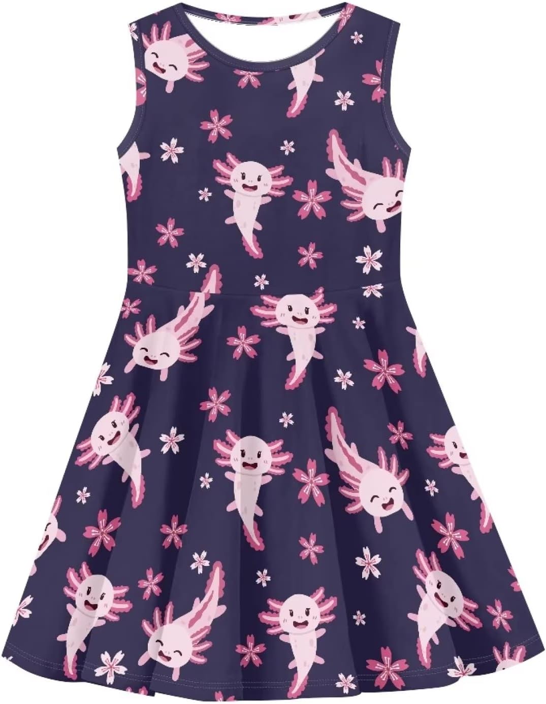 Causal A Line High Waist Twirly Swing Tank Dress Unique Adorable Sundress Fit Girls for 3-16 Years Old