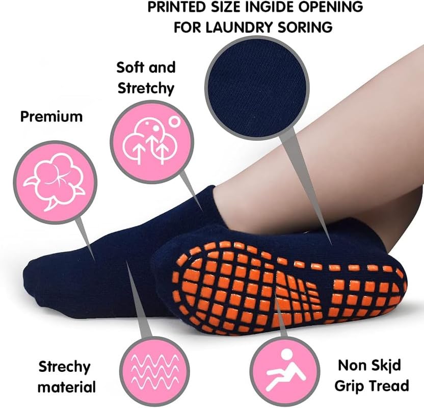 Socks with Grips Ankle Socks for Toddler Low Cut Athletic Socks for Sports Games_10-15 Years_Multi_3 4