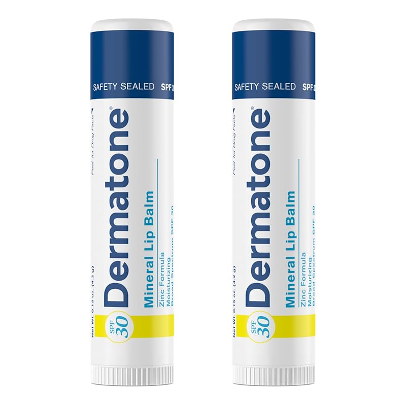 DERMATONE Bálsamo Labial Mineral com Óxido de Zinco e Vitamina E, SPF 30, 2 unidades
