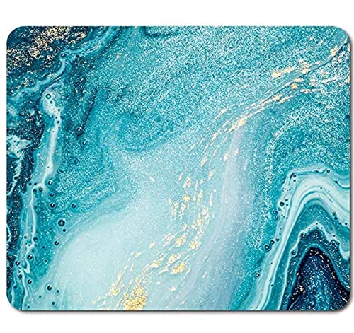 Blue Gold Marble Effect Mouse Mat Pad - Paint Art Artist Gift Computer