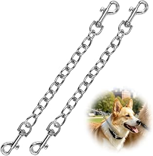 2 Stück Hundeleinen-Verlängerungsclips, Doppelkopf Edelstahl-Karabiner Robuste Ersatz-Verbindungsglieder für Halsbänder & Geschirre Outdoor-Zubehör für Hunde, Katzen und Haustiere