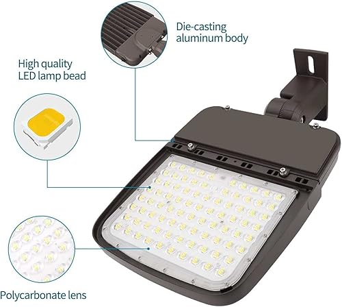Miniatura 6 de Luz LED de estacionamiento de 240 W con fotocélula del atardecer al amanecer, luces regulables comerciales para exteriores con soporte de brazo, 130