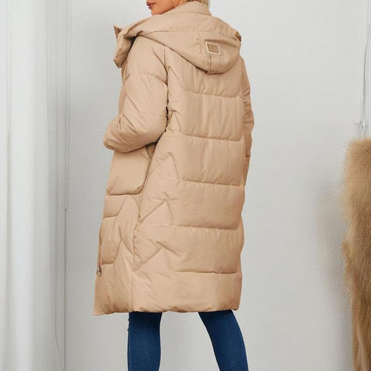 Long Winter Coats for Women Windbreaker Long Puffer Jacket Warm Winter Thicken Hooded Coat for Hiking Outdoor