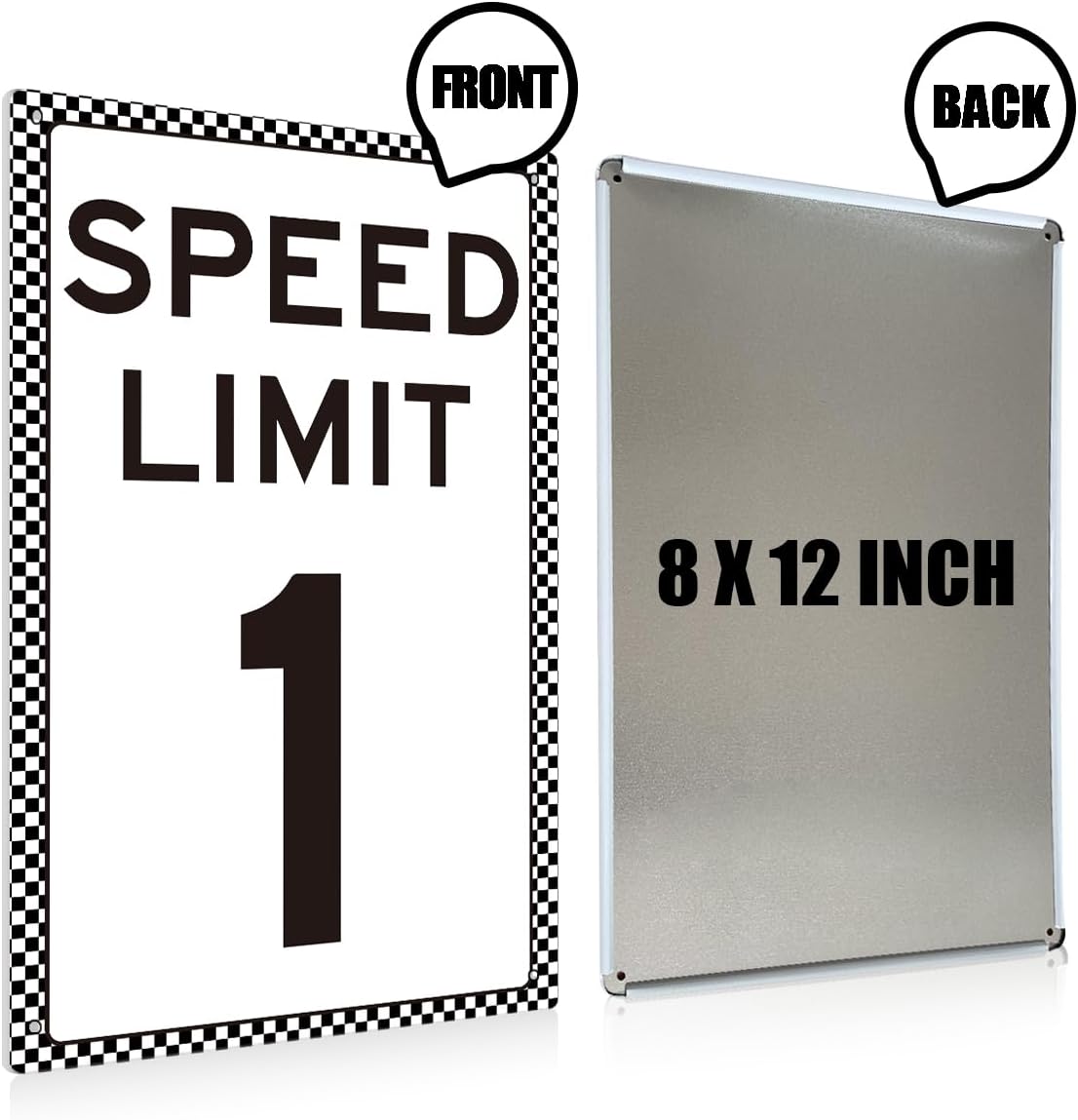Race Car Birthday Decor, Speed Limit 1 Sign, Fast One, Race Car Birthday Party Decorations, 8x12 Inches Tin Signs, Let's Go Racing Party Supplies for Boy Race Fans image 2