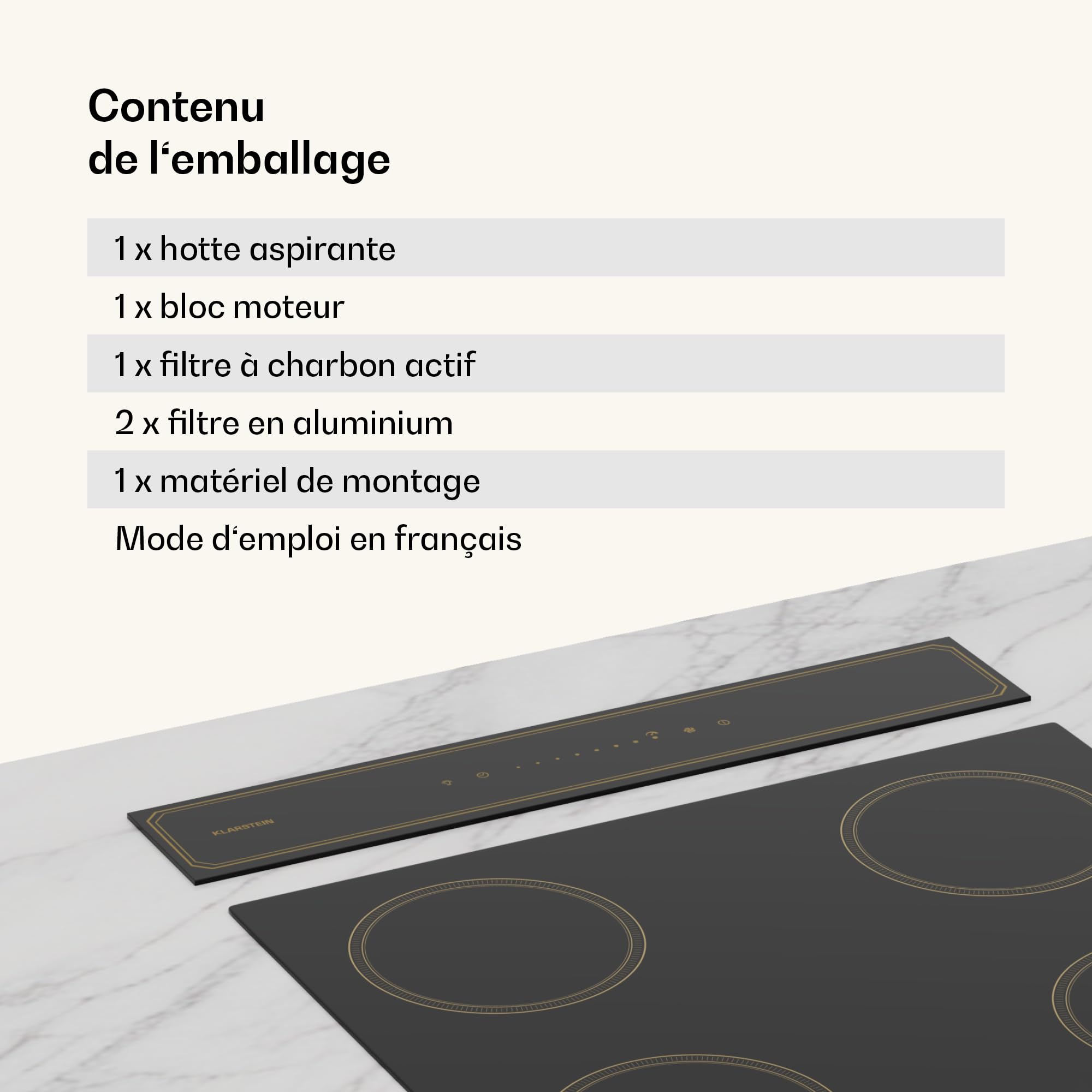 Klarstein Victoria Downdraft Hotte De Plan De Travail - A++ Efficacité Énergétique, 713,8 m³/h Débit D'air, Ultra Silencieuse 52 dB, Écran Tactile, Filtres Lavables, LED, Noir