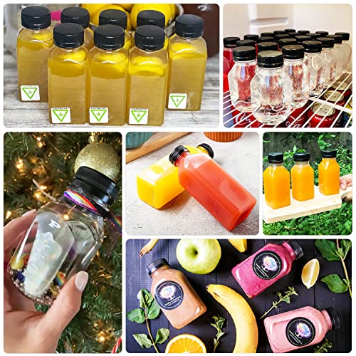 ZAUGONTW 12 Pcs 4 Ounce Plastic Fillable Juice Bottles , Reusable Transparent Bulk Beverage Container With Black Lid Label ,Suitable For Juicing, Milk, and Homemade Beverages - Thumbnail 7