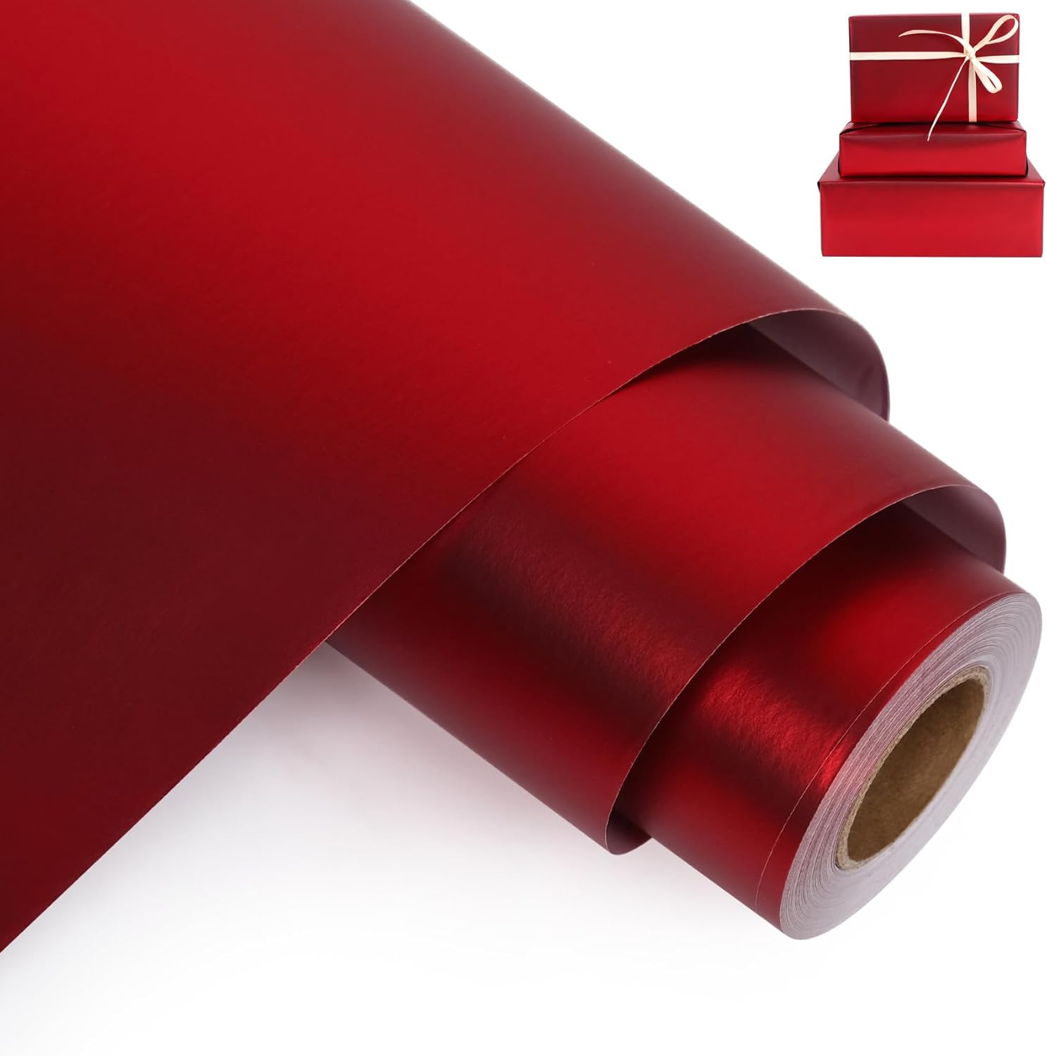 Amazon.com: Aimyoo Red Metallic Wrapping Paper Roll - 17 Inches X 60 ...