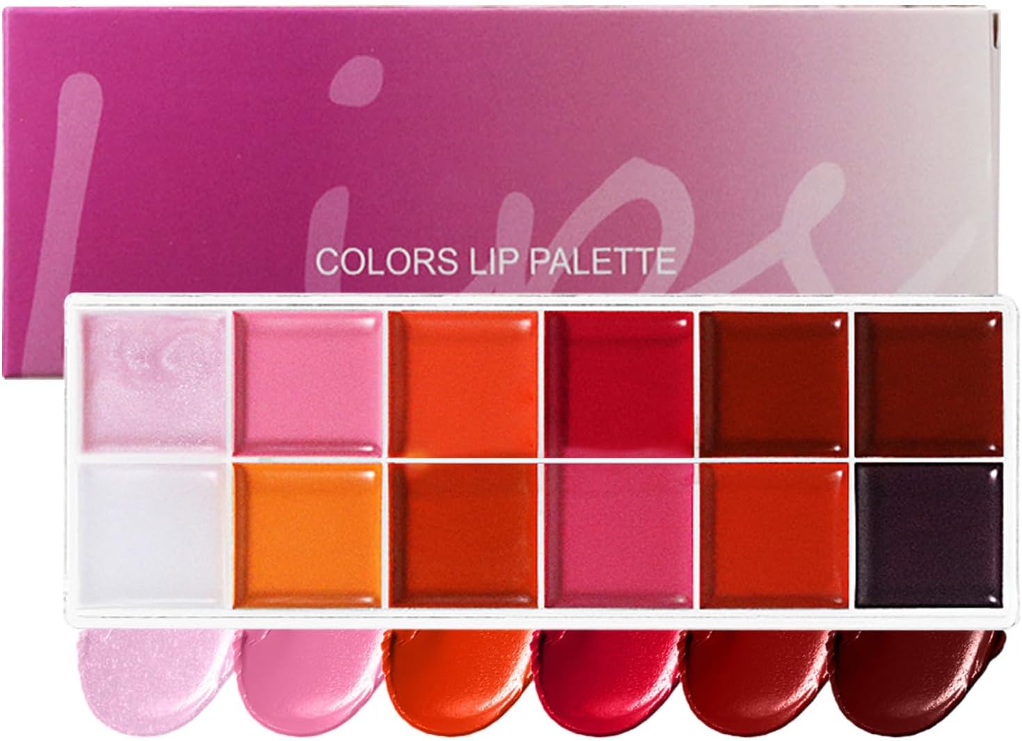 Liplinnenpalet,Oogschaduw Palet Make-Up | Hooggepigmenteerde Langdurige Hydraterende Lipgloss Kit 12 Kleuren Levendige Tinten Voor Meisjes Tieners Vrouwen