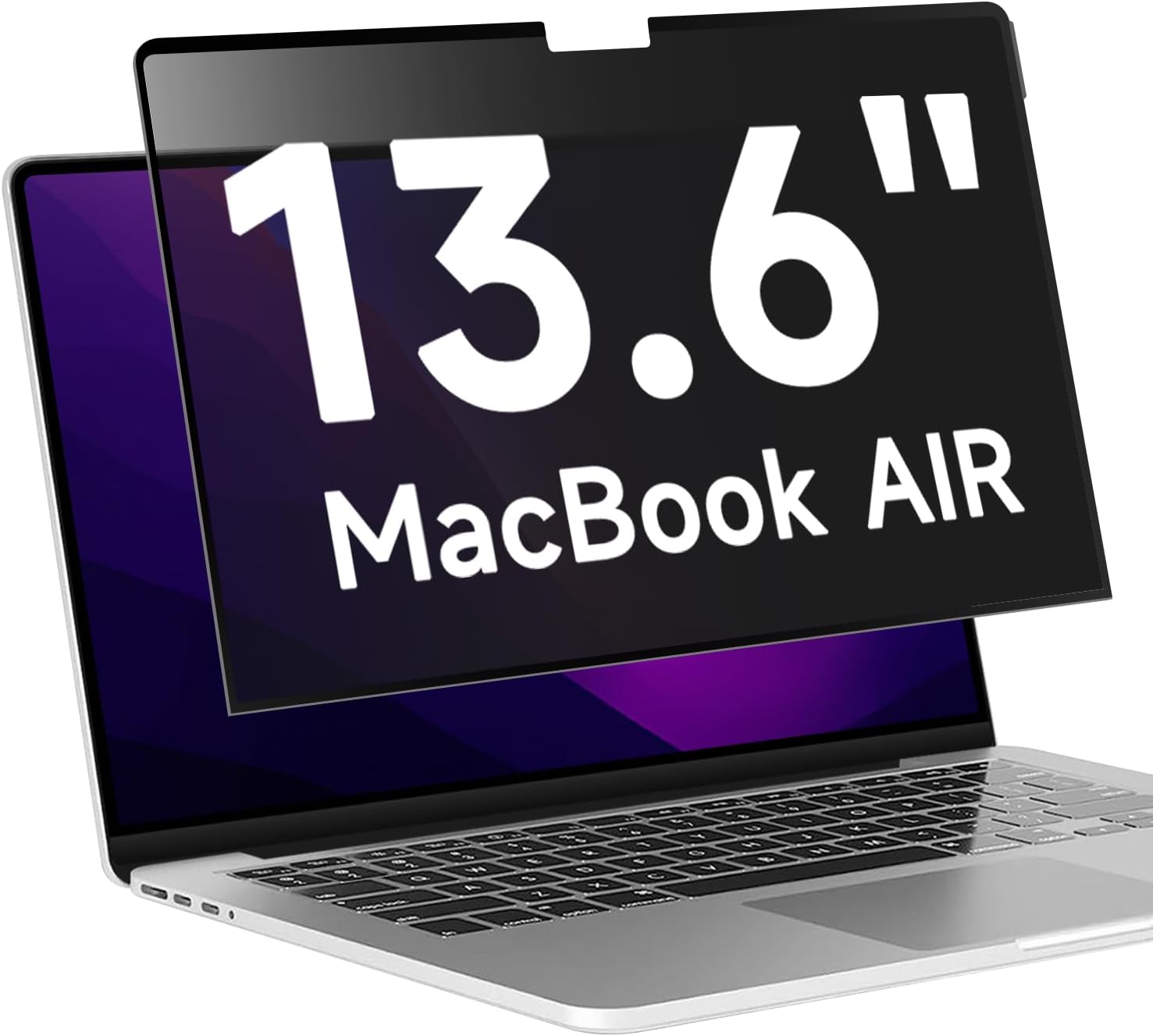 Upgrade Privacy Screen Filter Compatible with 2022-2024 Apple MacBook Air 13.6'' M2/M3 Chip, Removable Anti Blue Light Anti Glare Laptop Privacy Filter, No Magnetic No Glue