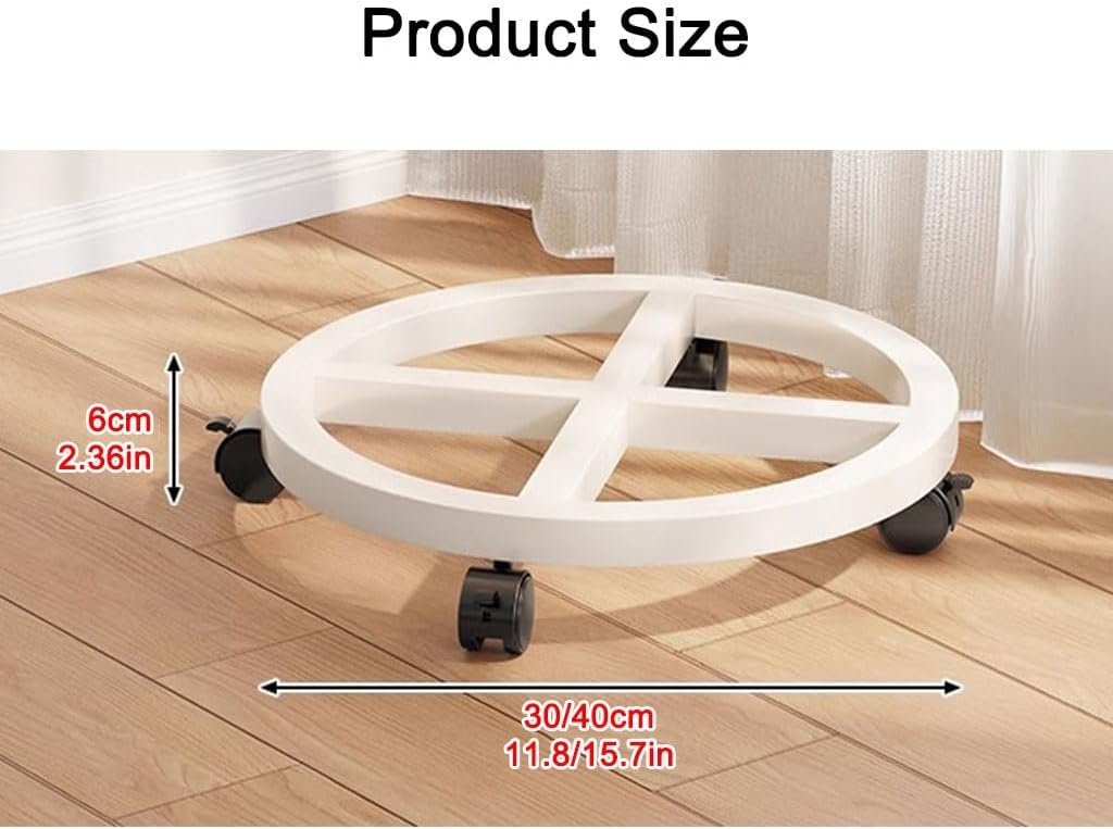 YCKEGEW Garden Plant Pot Dolly Heavy Duty Metal Plant Caddy with Brake Castors,Iron Potted Rack on Roller,Flower Pot Movers Wheels Suitable for Outdoor Patios, Decks(Black,Round 30cm)