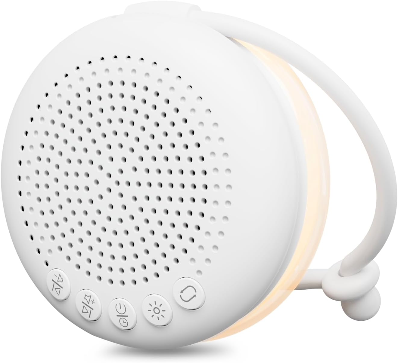Glocusent White Noise Machine Baby mit Nachtlicht Dimmbar – 34 Klänge Weißes Rauschen Baby Tragbar, Aufladbar 1000mAh, Handy verbunden, Timer, Speicherfunktion, Schlafhilfe Ideal für Neugeborene