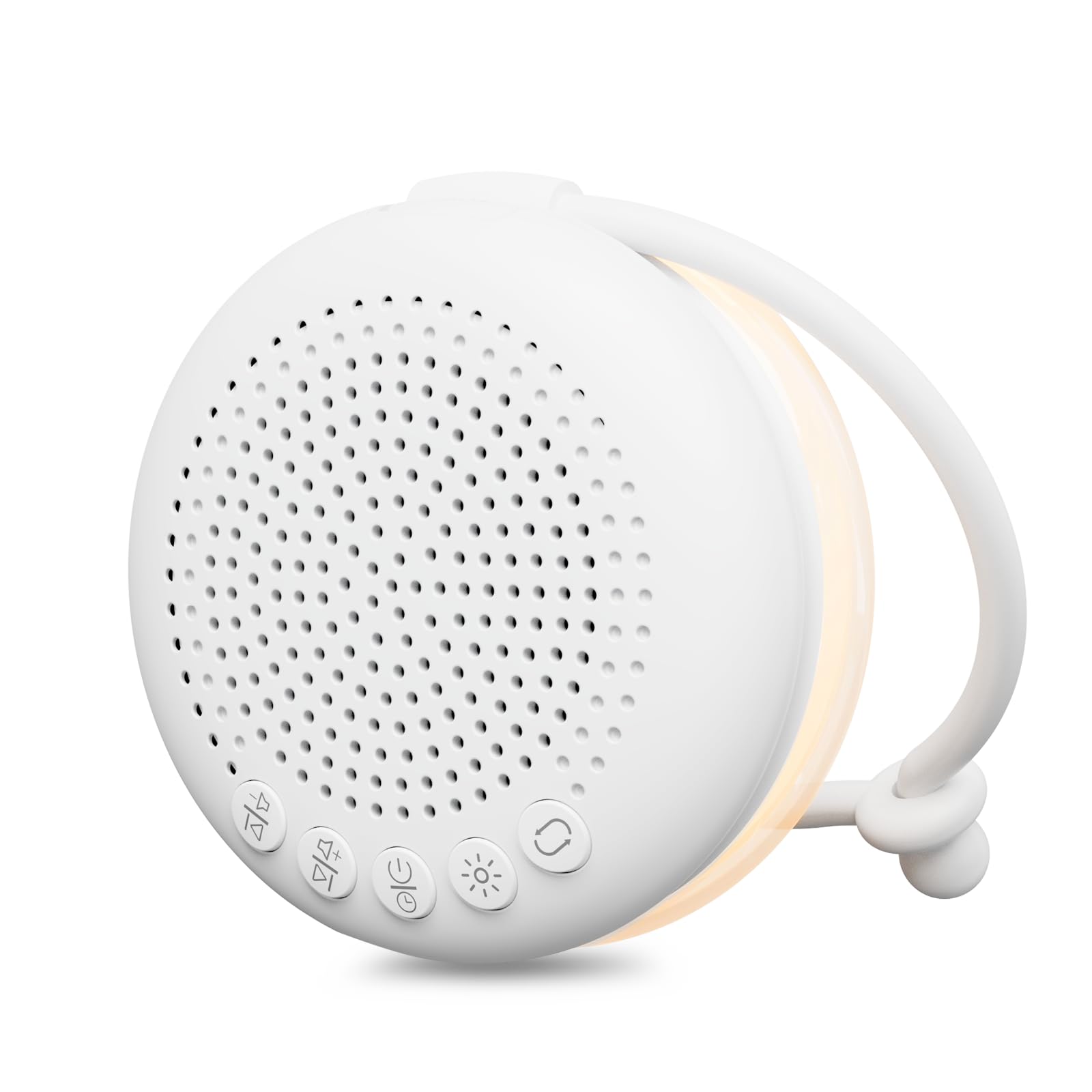 Glocusent White Noise Machine Baby mit Nachtlicht Dimmbar – 34 Klänge Weißes Rauschen Baby Tragbar, Aufladbar 1000mAh, Handy verbunden, Timer, Speicherfunktion, Schlafhilfe Ideal für Neugeborene