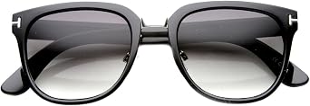 KUSH Metal Bridged T-Riveted Horned Rimmed Classic Style Sunglasses