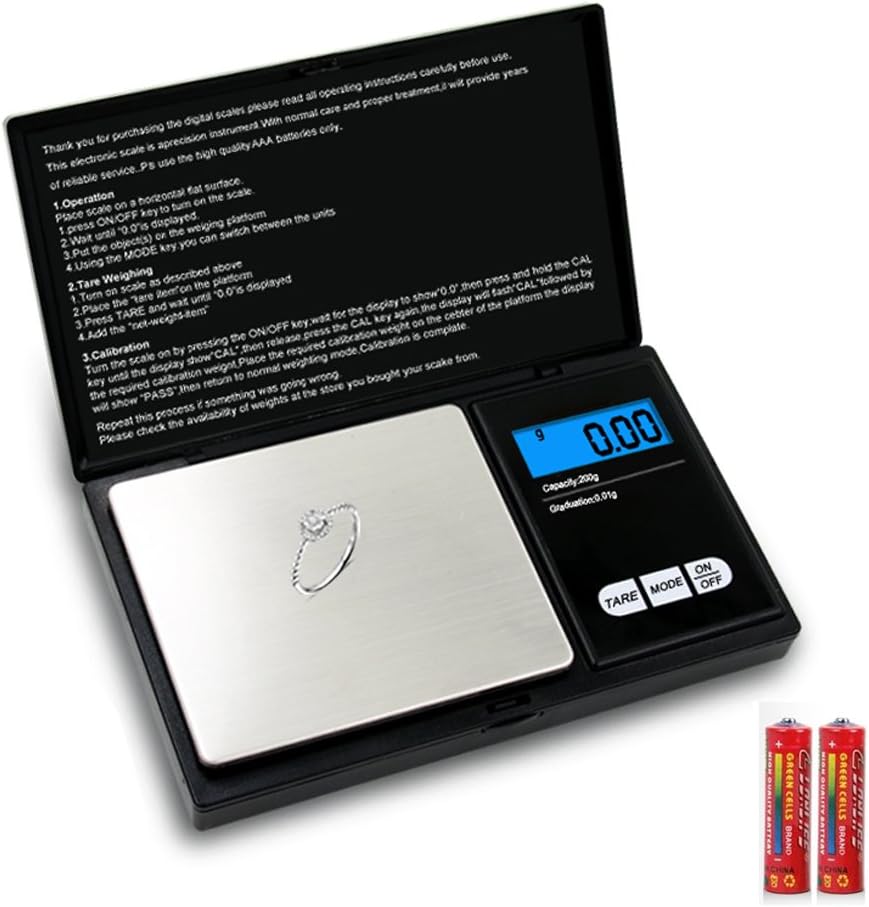 200g/0.01g Jewelry Scale for Gold Weight Hight Precision Mini Pocket Electronic Digital Balance LCD Display Grams (0.01-200g)