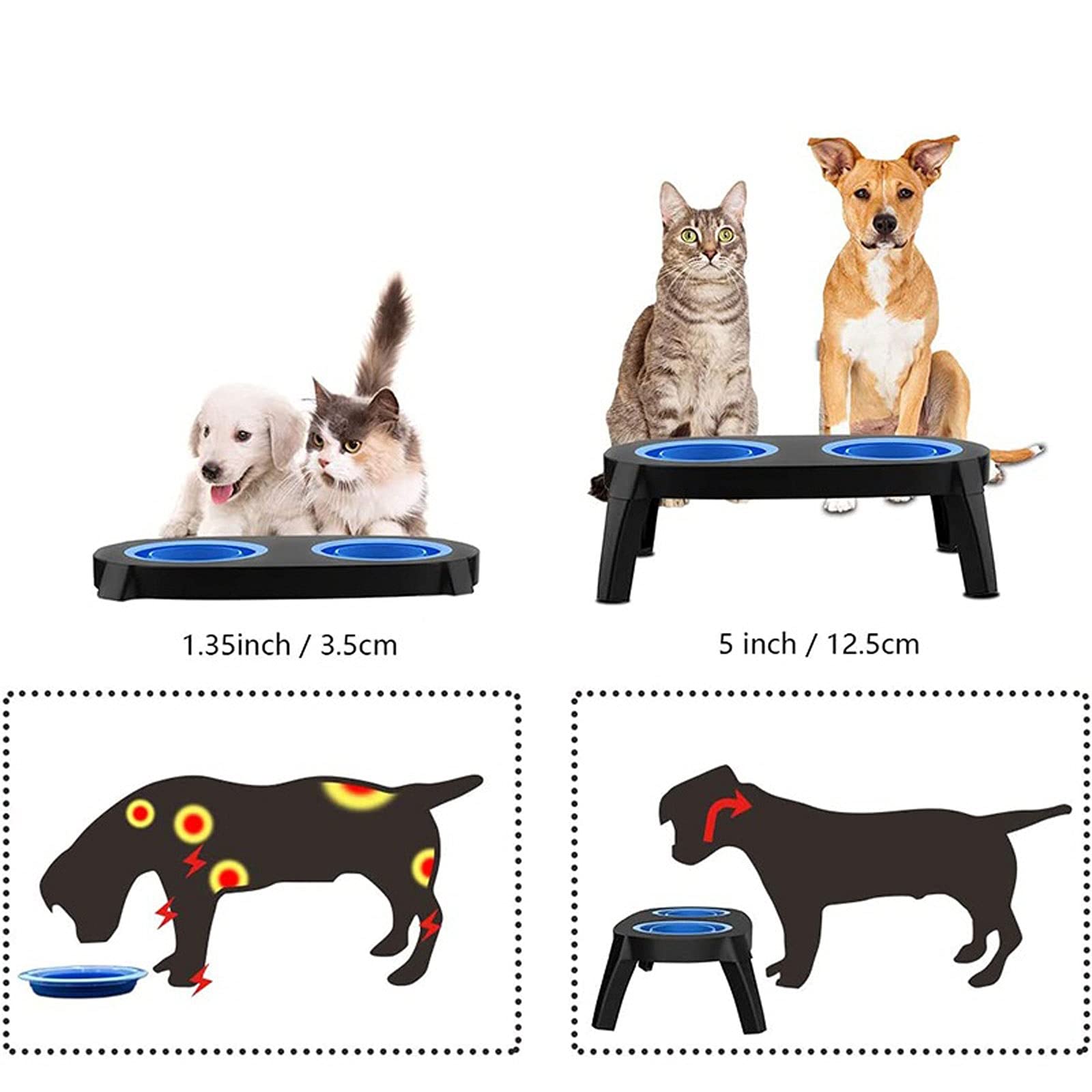 RTHGTFGW Comedero Perro Cuenco de Perro Elevado con Soporte Plegable de la Pierna de la Pierna de la Pierna del Agua del alimentador de Mascotas Platos lavavajillas Seguro (Color : Pink)