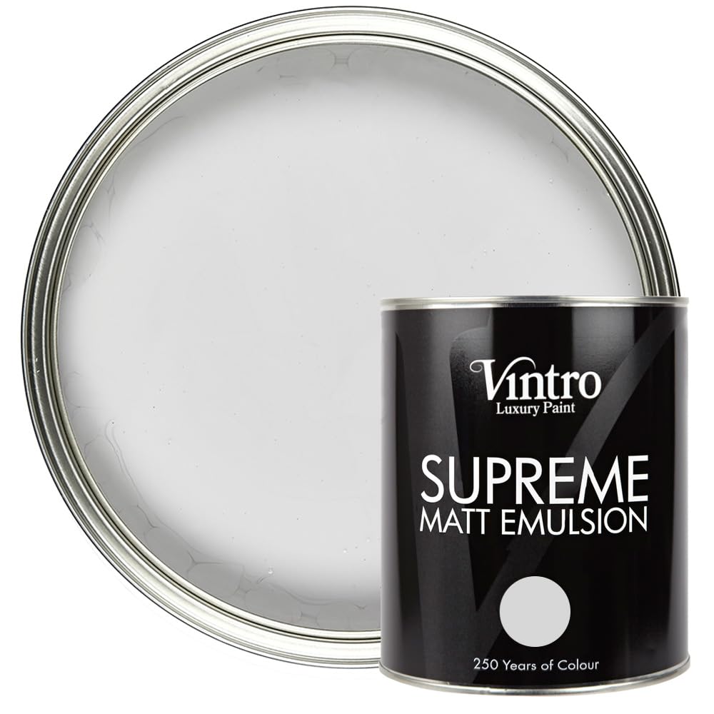 Vintro Paint Chrysler - Grey Vintro | Luxury Matt Emulsion | Light Grey | Smooth Chalky Finish | Multi Surface Paint | For Walls, Ceilings, Wood And Metal | (, 1 Litre)
