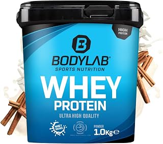 Bodylab24 Whey Protein Powder Arroz con leche y canela 1kg, polvo rico en proteína, la proteína de suero puede promover la construcción de músculo, con 80% de proteína, sin aspartamo