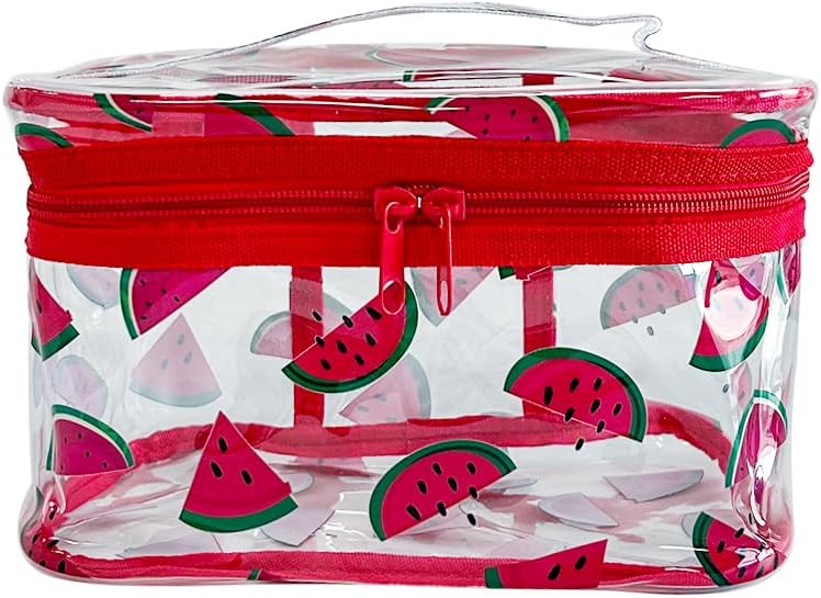 Necessaire transparente TotePrint com estampa de melancia, alça e zíper