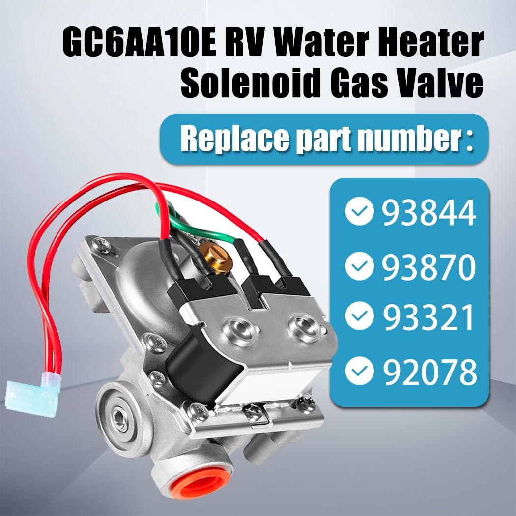 GC6AA10E 93844 RV Water Heater Solenoid Gas Valve Replacement Fits for Atwood 6-10 Gallon Water Heaters replaces 93870 93321 GC10A-4E G6A-8E G6A-4E