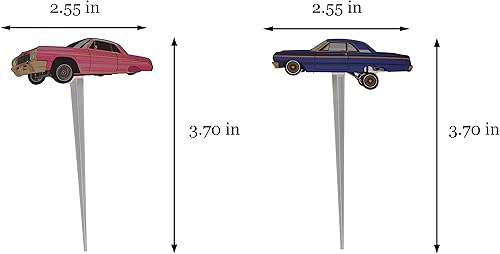 Miniatura 6 de 24 adornos para cupcakes Lowrider - Decoraciones de fiesta Lowrider - Fiesta temática de Cholo - Decoraciones de cumpleaños de coche Lowrider