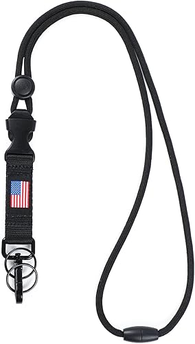 DAYGOS Cordones de seguridad desmontables para insignias de identificación - Cordón de llaves con bandera de EE. UU., cordón de cuello ajustable