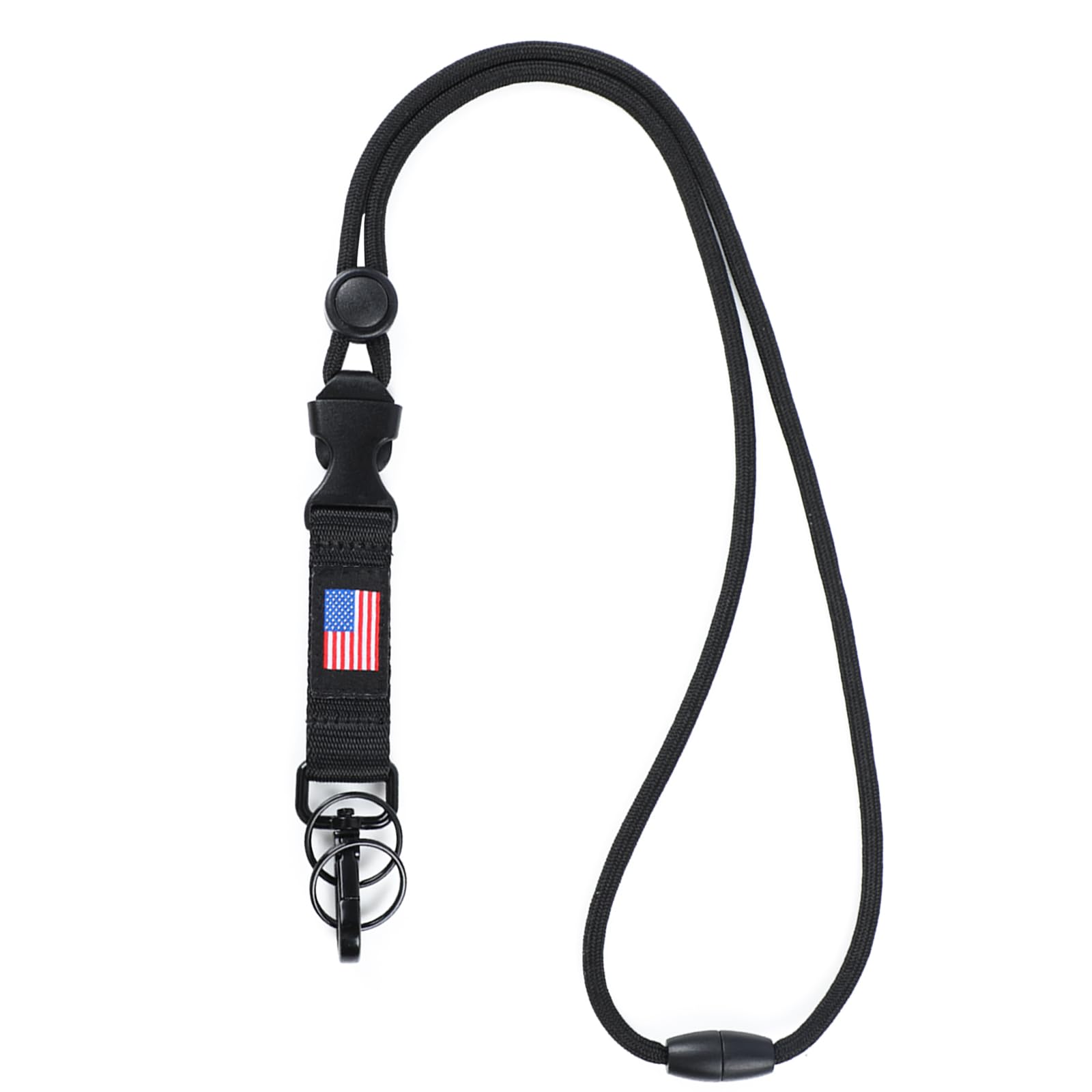 Breakaway Lanyards for ID Badges - Safety Detachable Key Lanyard with USA Flag, Adjustable Neck Strap Lanyard for Card Holder and Keys, Red & Blue, 1PCS