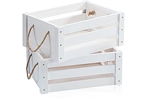 White Wooden Crate: Rustic Farmhouse Decor and Functional Storage Solution