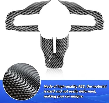 Carbon Fiber Style Kit Car Steering Wheel Trim Cover Panel for Ford Mustang 2015 2016 2017 2018 2019 2020 2021 2022 2023 Auto Interior Decorations Accessories Protection Decor Covers Accessory
