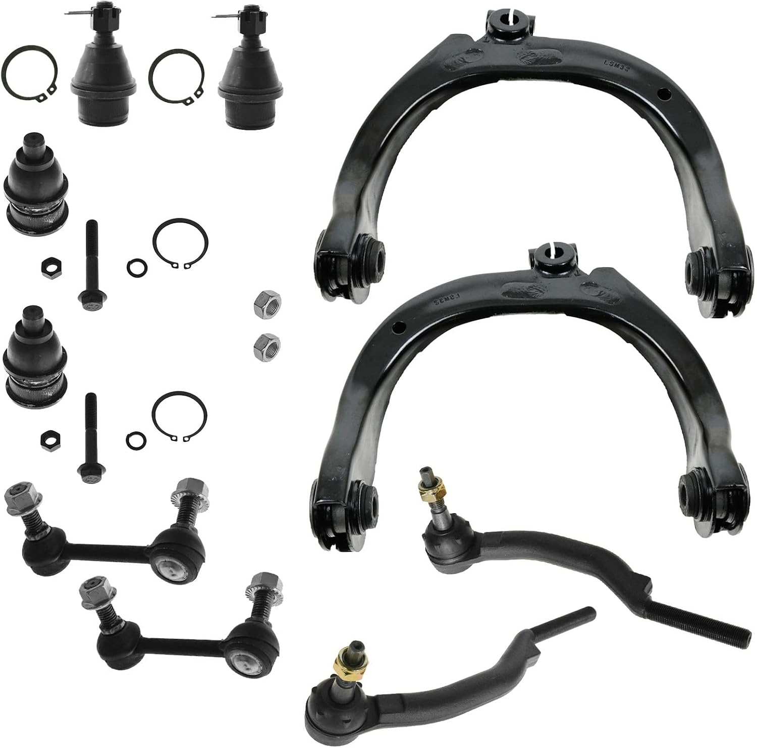 TRQ Front Steering & Suspension Kit Ball Joint Control Arm Sway Bar Stabilizer Link Tie Rod Compatible with Buick Chevrolet GMC Isuzu Oldsmobile Saab