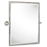 TEHOME Pivot Mirror Brushed Nickel Tilt Rectangle Bathroom Mirror Tilting Metal Framed Beveled Vanity Mirrors, Overall 23.9 x 24 inches (Mirrror 20 x 24 inches)