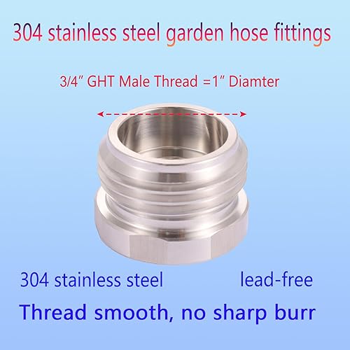 Miniatura 3 de SNUTUYA 34 "GHT macho x 12" NPT conector hembra (acero inoxidable 304), tubo de latón a conexión de conector de manguera de jardín, adaptador de