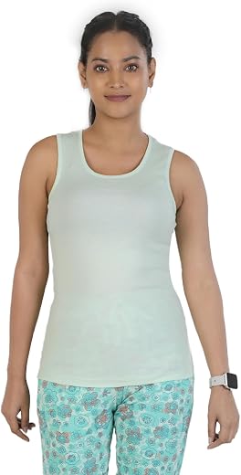 Rupa Colors Playsure Solid 100% Combed Cotton Rib Fabric, Women's Standard Fit Tank Top, Sleeveless Pack of 1