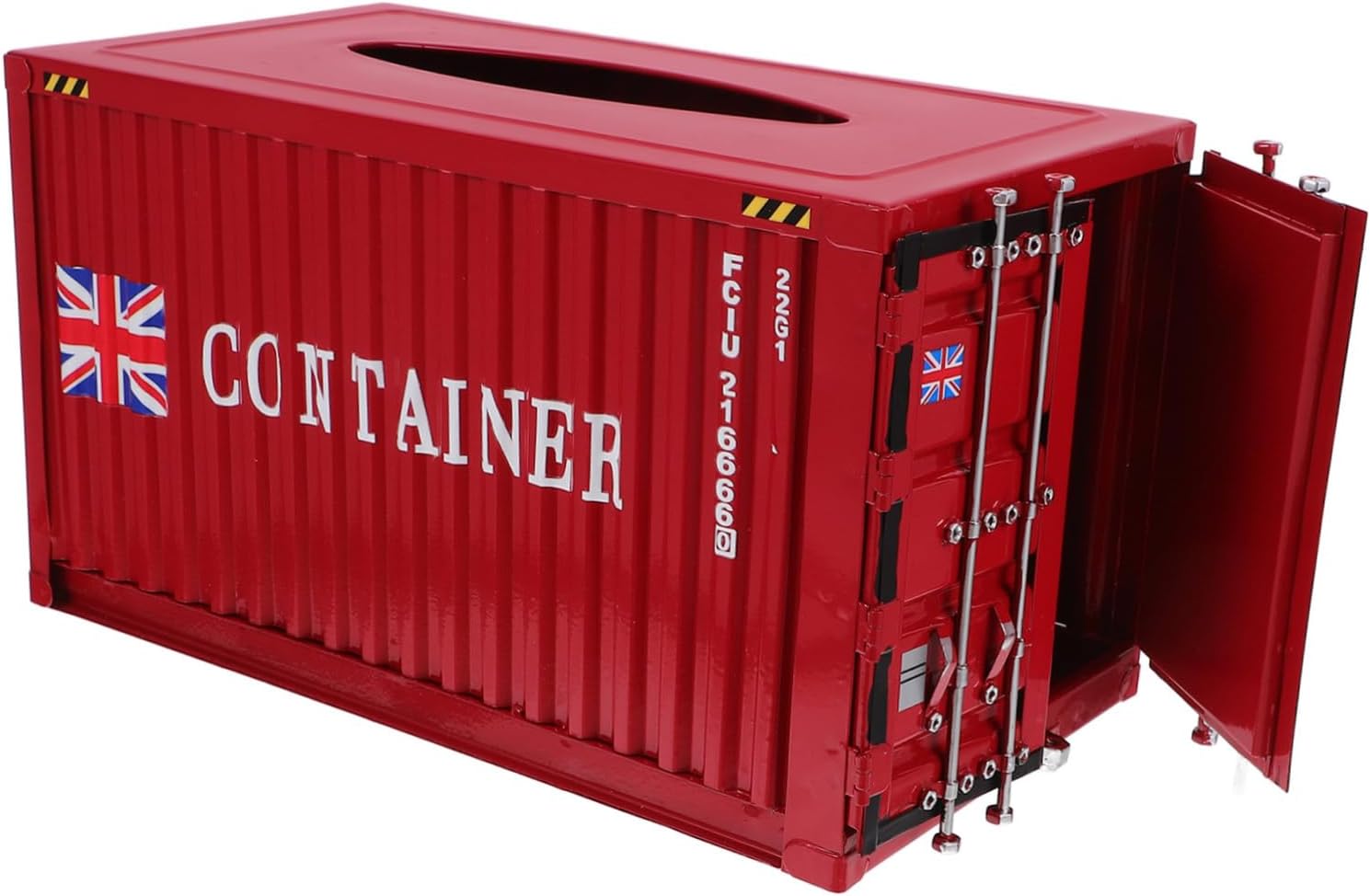 Sosoport Creative Metal Tissue Box Holder Handmade Red Pumping Design Decorative Tissue Storage Container for Home Office Unique Napkin Holder