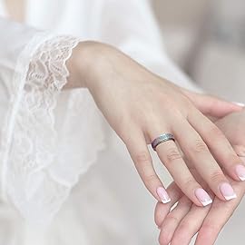 DURSI Spinner Ring for Women Mood Ring for Kids Fashion Stainless Steel Fidget Ring for Anxiety Sand Blast Finish (Chameleon 6mm, 6)