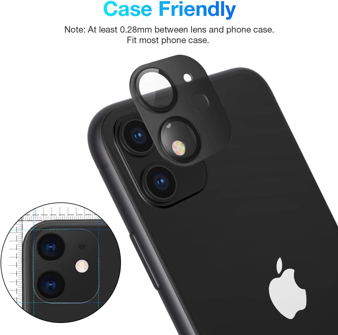 Tensea [2Pack] Compatible iPhone 11/12 mini 5G Camera Lens Protectors, Aviation Aluminum Rear Cover and Tempered Glass Film Back Camera Screen Protectors for iPhone 12mini 5.4, iPhone 11 6.1 inch