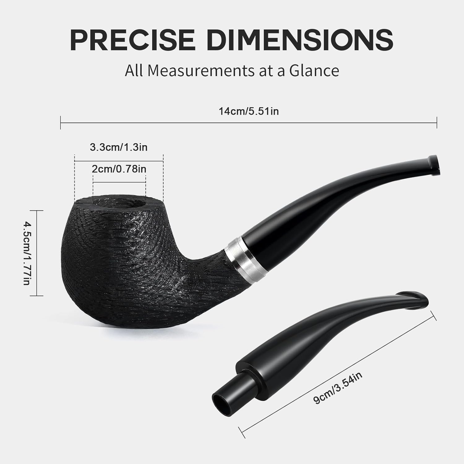Joyoldelf Smoking Pipe, Bent Wooden Tobacco Pipe with Gift Box, Oak Tobacco Pipes for Smoking with Foldable & Stainless Steel Pipe Stand, 9mm Pipe Filter and Smoking Accessories