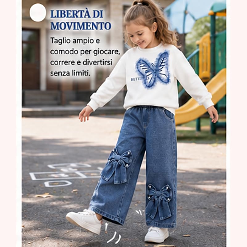 OrJana Conjunto de niña de 2 piezas para primavera y otoño, blusa a rayas con chaleco corazón y jeans de pata, estilo Preppy