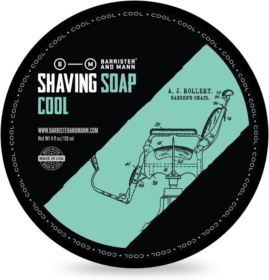 Barrister and Mann Shaving Soap | Luxury Dense, Rich & Creamy Lather Tallow Wet Shave Puck Bar Notes of Lavender, Lemon, Bergamot | Smooth High Performance Grooming Routine for Men 4 Oz (Cool)