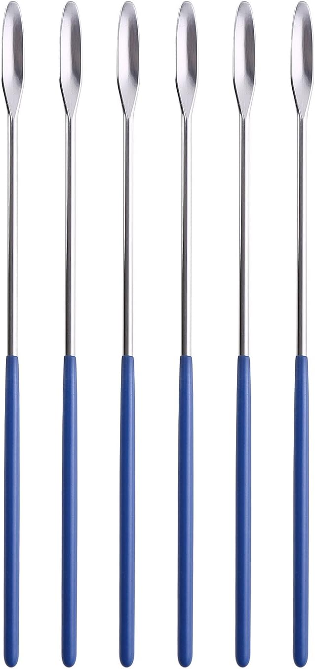 Aozita 6 Pack Lab Spatula - Micro Lab Spoon/Scoop with Nickel-Stainless Blade - Also Great Filler