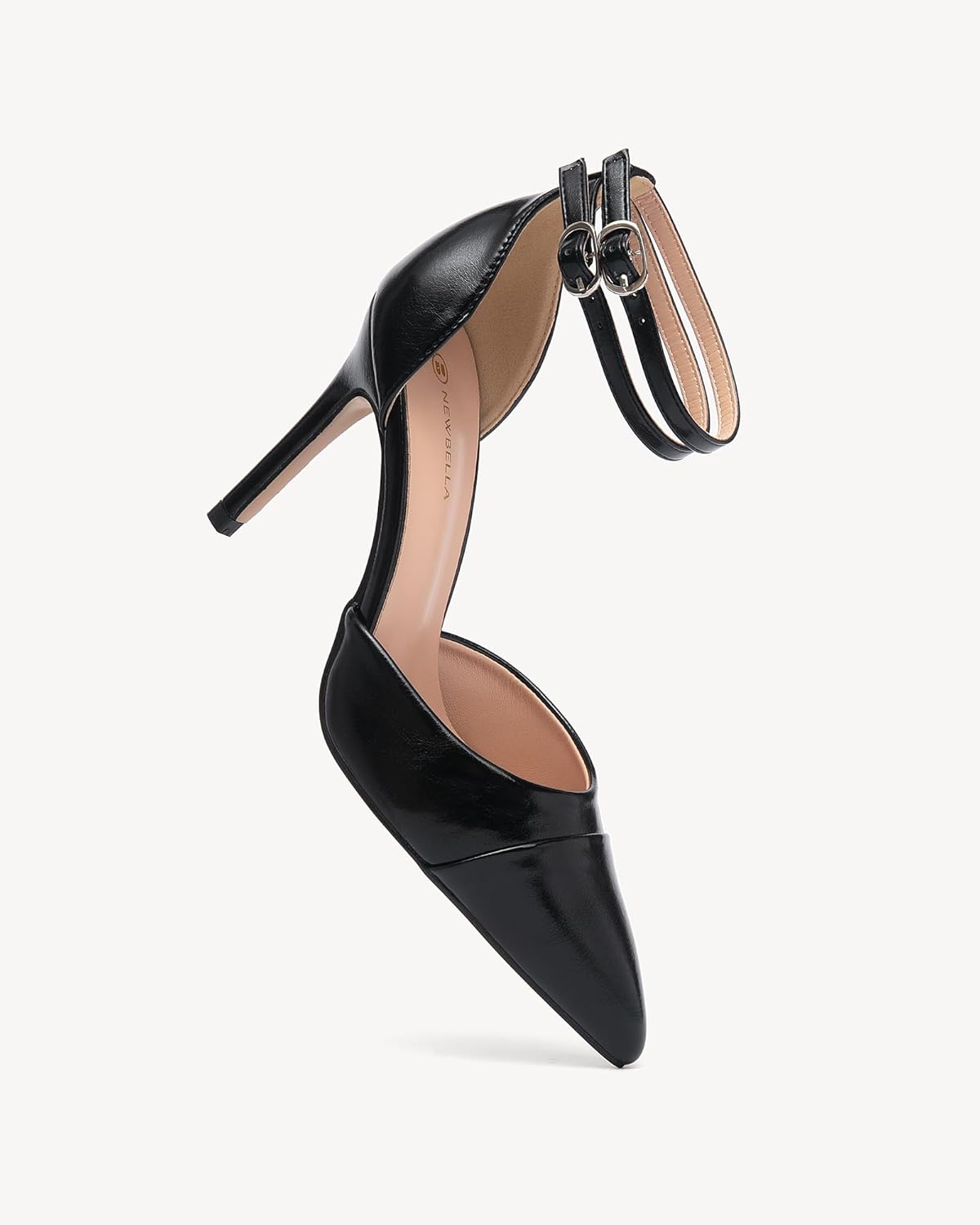 NEWBELLA Women's Double Buckle Stiletto Sandals - Elegant Pointed Toe Pumps for Daily Commute & Evening Events, Comfortable Dress Shoes with Adjustable Straps - Image 2