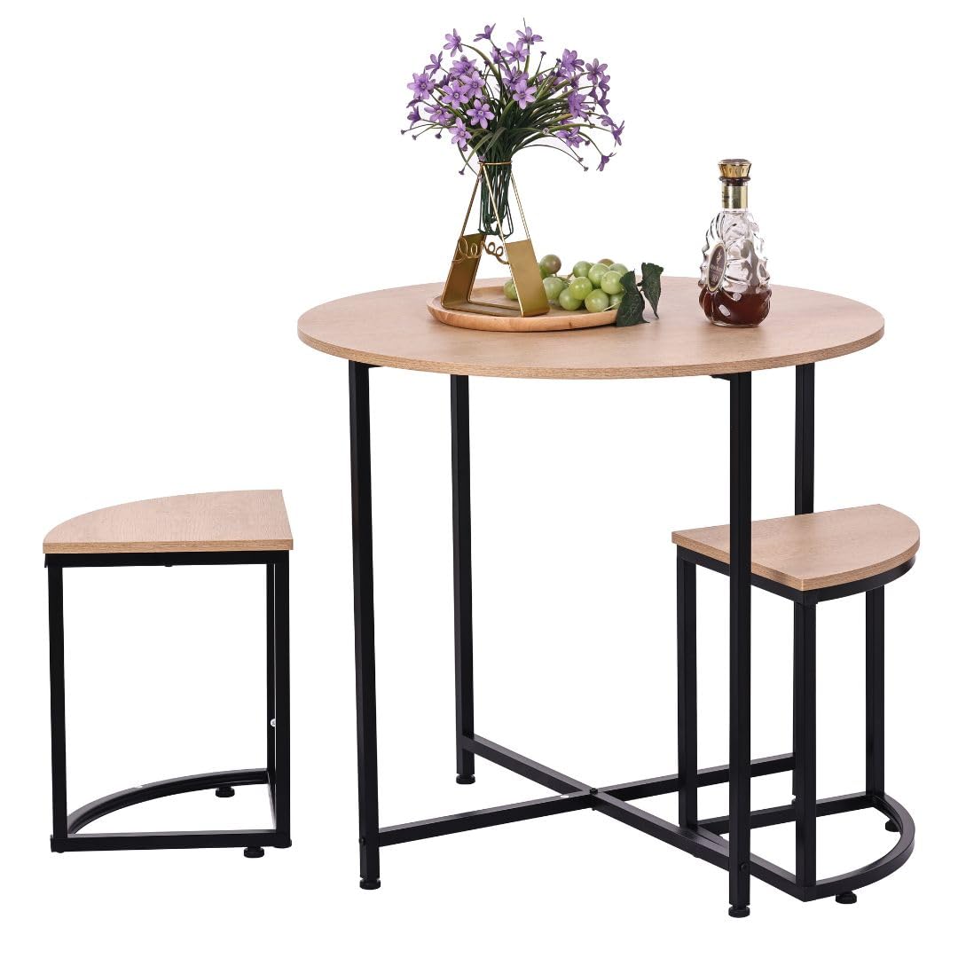 Mesa Cocina con Sillas - Conjunto Mesa y Sillas Cocina - Mesa Redonda de 80 cm de diámetro - 4 Taburetes de Cocina.