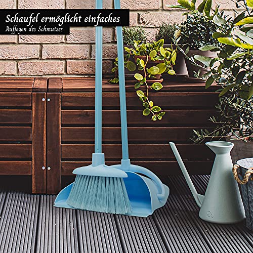 Vani Kehrgarnitur mit langem Stiel, Besen & Kehr-Schaufel - Kehr-Set mit Gummilippe & Softgriffen - Entfernt Schmutz, Staub & Krümel - Silber Grau – Bild 6