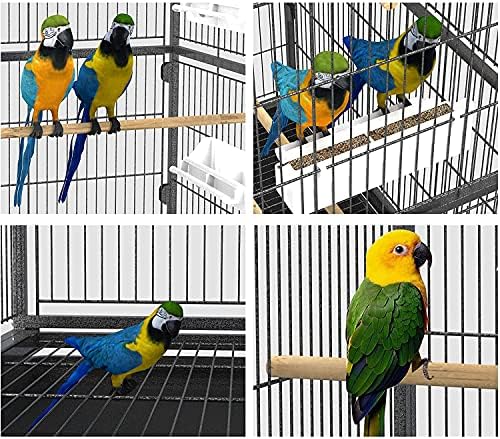 Large 132cm 2 Tiers Flight Cage Stand Wheels Rolling Portable Metal Bird Cage Wheels & Tray For Parrot for Cockatiels Quaker Sun Parakeets Green Cheek Conures Cockatoo Parrot Budgies Canary Budgie