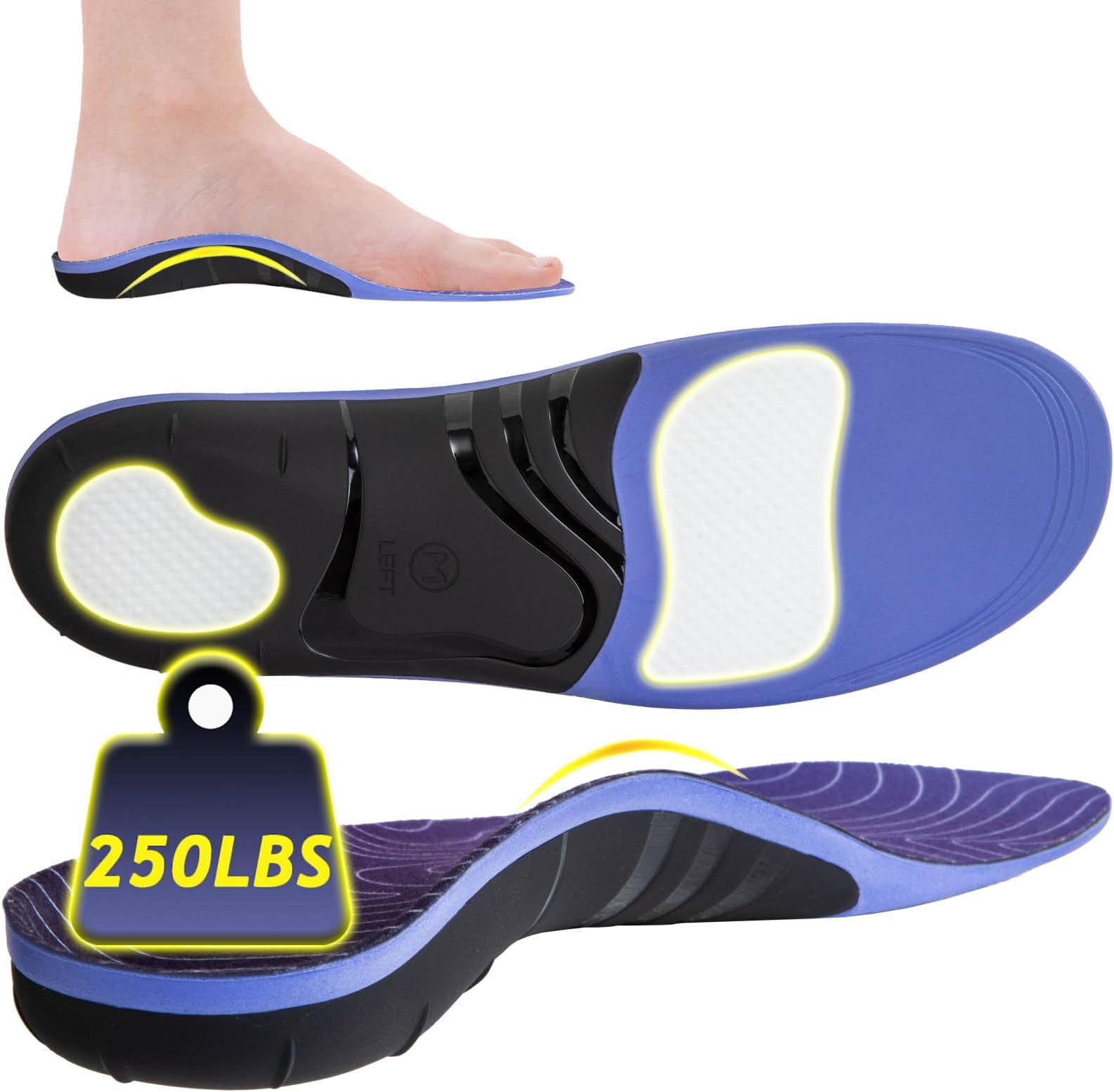 Plantar Fasciitis Insoles for Men Women - Orthotics Inserts, Shoe Insoles Arch Support Flat Feet Inserts Work Boot Insoles for Standing All Day