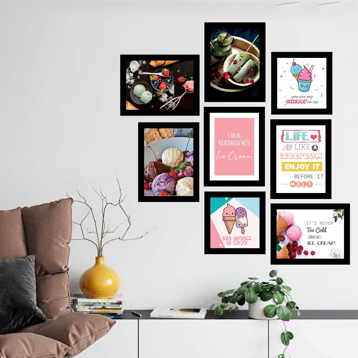 BANGERZ Ice Cream Wall Art Paintings/Posters For Restaurant Cafe Food Ice cream Wall Frames Kitchen Quotes Art Kitchen Decoration Items 4